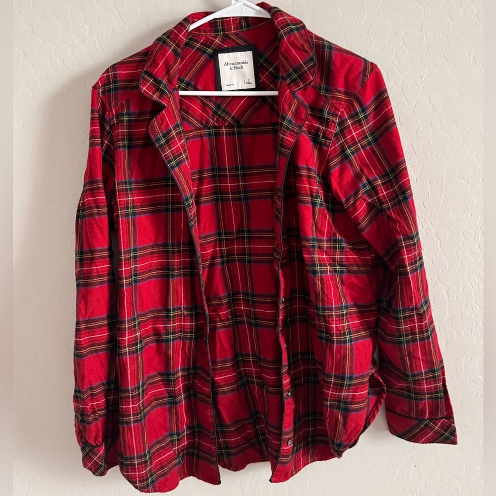 Abercrombie & Fitch Plaid Flannel Button Down Sleepwear Top